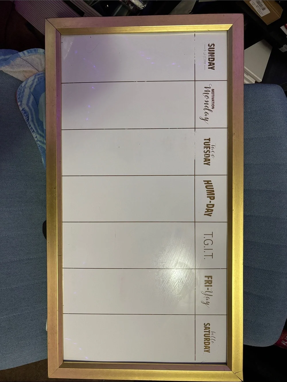 Weekly Magnetic Planner Board in White and Gold